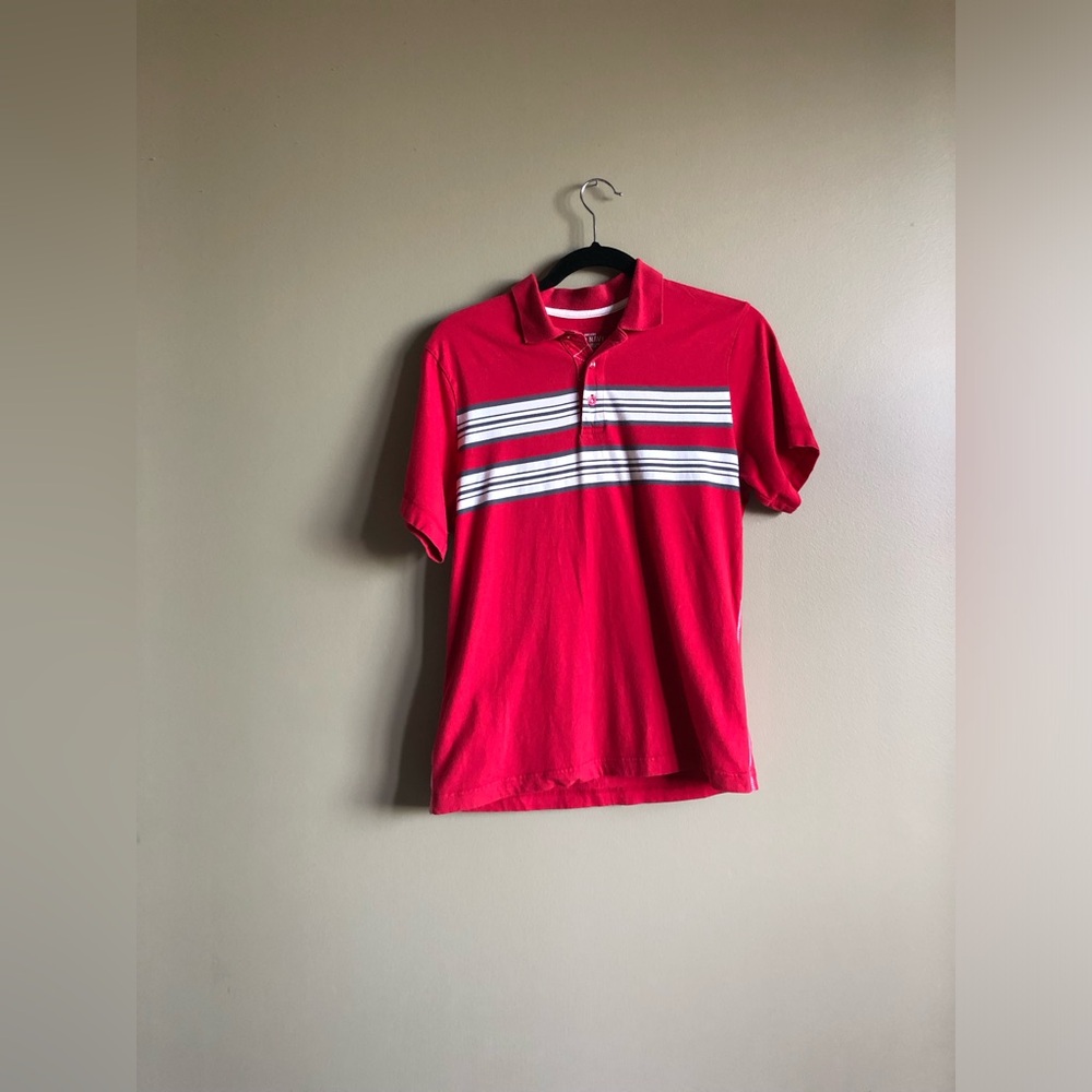Old Navy Boys Red Polo with stripes Short sleeve Shirt Size XL